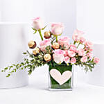 Gentle Pink Roses And Rochers