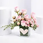 Gentle Pink Roses And Rochers