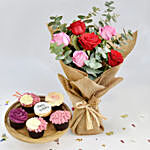 Yummy Cupcakes with Red and Pink Roses