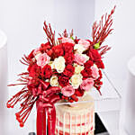 هدايا يوم المرأة العالمي - باقة ورد توليب وردي وكيكة