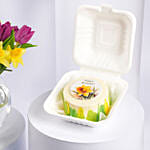 Tulips and Daffodils Beauty in Fish Bowl with Birthday Bento Cake