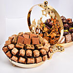 Dual Side Platter With Baklawa Dates And Chocolates