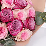 6 Purple and 6 Pink Roses Bouquet
