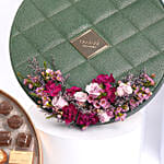 Bostani Leathered Big Chocolate Green Round Box with Flowers