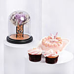 Mom Purple Preserved Rose And Cakes Box