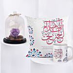 Mom Purple Preserved Rose With Mug And Cushion