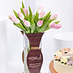 Ummi Janha Pink Tulips Arrangement And Cake