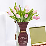 Ummi Janha Pink Tulips Arrangement And Chocolates