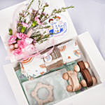 Tickle Tickle Toby Turtle Organic New Born Hamper With Flowers