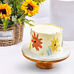 Sunflower Shine Basket And Cake