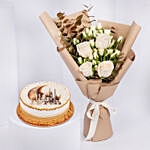 Blessed Ramadan White Flowers Bouquet and Cake