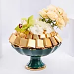 Premium Tray of Chocolates and Flowers