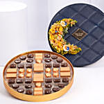 Bostani Leathered Luxury Chocolate Box And Flowers