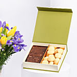Feb Birthday Flower Iris & Tulips and Treats Box