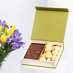Feb Birthday Flower Iris & Tulips with Treats Box