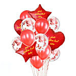 Sweet Star n Heart Shaped Customized Text Red Balloons