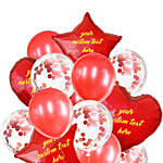 Sweet Star n Heart Shaped Customized Text Red Balloons