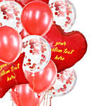 Sweet Star n Heart Shaped Customized Text Red Balloons