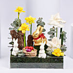 Easter Bunny With Chocolates And Flowers