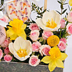 Easter Cookies And Daffodils Tray