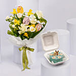 Easter Daffodils With Cookies Bouquet And Bento Cake