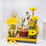 Simnel Cake And Easter Flowers Tray