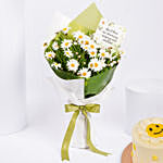 April Birthday Daisy Bouquet and Cake