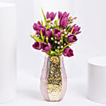 Tulips and Hypericum in Premium Vase