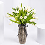 White Tulips in Designer Vase