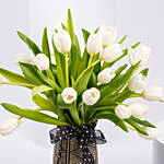 White Tulips in Designer Vase