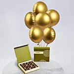 6 Golden Foil Balloons & Hazelnut Chocolates