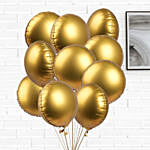 Helium Filled 10 Golden Foil Balloons