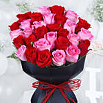 15 red and 15 Pink Roses Sleeve Bouquet