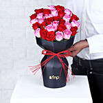 15 red and 15 Pink Roses Sleeve Bouquet