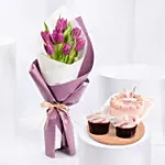 Purple Tulips and Bento Cake Combo