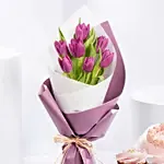 Purple Tulips and Bento Cake Combo