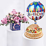 Birthday Roses Arrangement Cake & Balloon