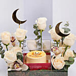 Eid Wishes Cake and White Roses