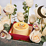 Eid Wishes Cake and White Roses