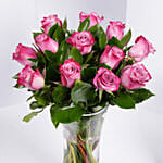 Vase Of 12 Mystic Purple Roses