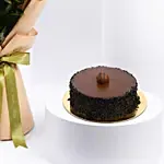 Delightful Chocolate Fudge Cake With Flowers