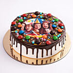 MNM Chocolate Birthday Photo Cake With Purple Flowers
