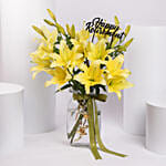 Happy Retirement Lilies in Premium Vase