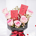 Sweet Combo Pink Roses And Chocolates