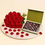 Chocolates n Hand Tied Red Rose Bouquet