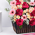 Personalised Name Birthday Balloon & Flower Basket