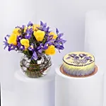 Iris Flower and Birthday Chocolate Cake