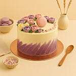 Flowers And Macaroons Chocolate Cake