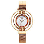 Titan Raga Delight Mother Of Pearl Dial Analog Strap Watch For Her Gift Tray Arranged With Flowers