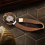 Titan Raga Delight Mother Of Pearl Dial Analog Strap Watch For Her Gift Tray Arranged With Flowers